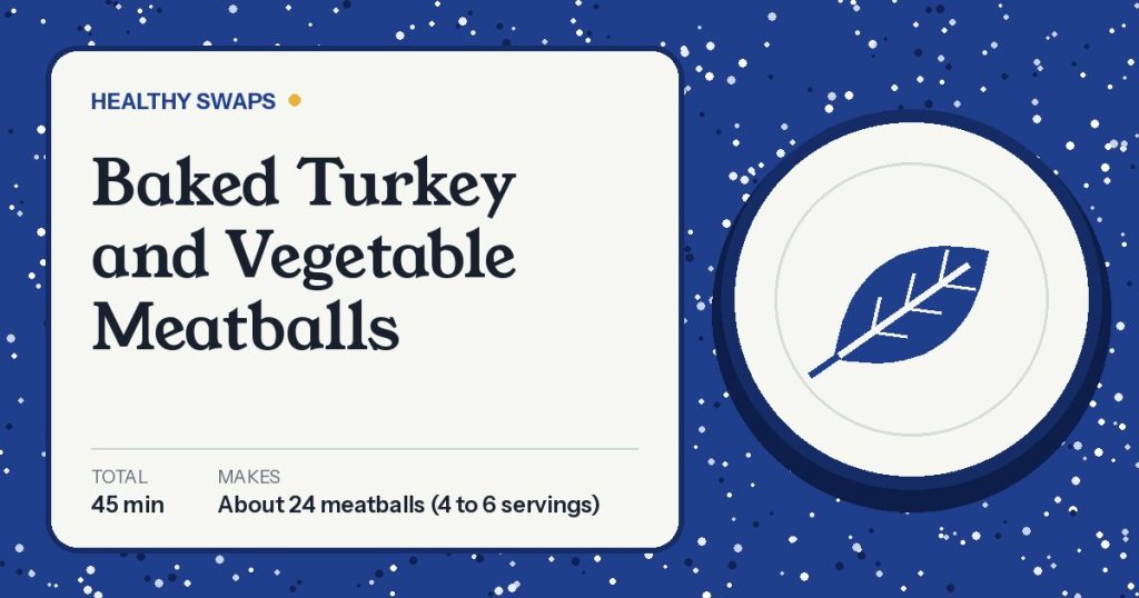 Illustrated cover card for Baked Turkey and Vegetable Meatballs