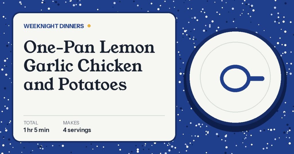 Illustrated cover card for One-Pan Lemon Garlic Chicken and Potatoes